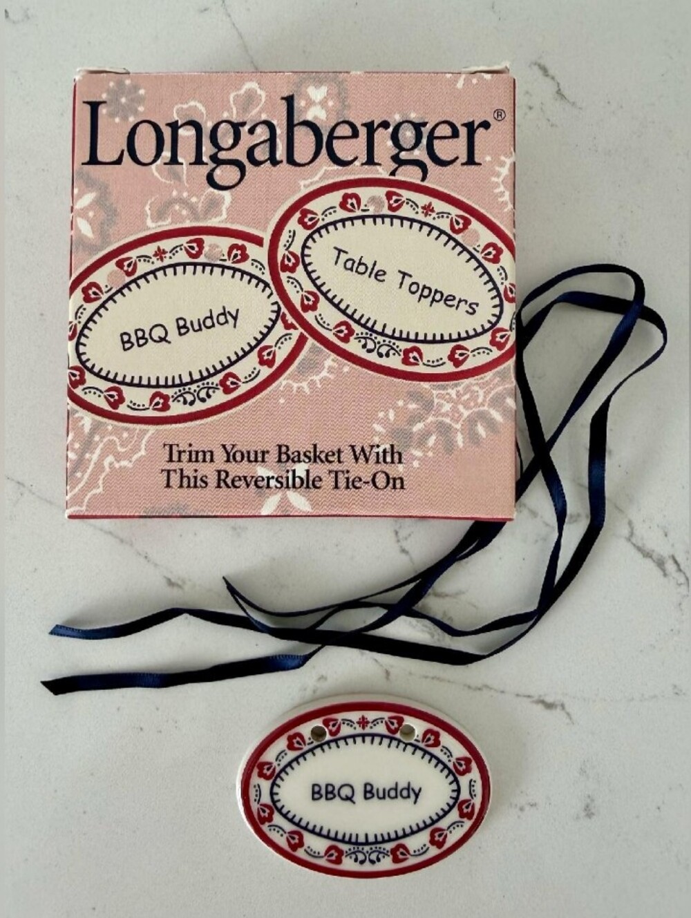 Vintage 2000 Longaberger BBQ Buddy Table Toppers Reversible Tie-On #36234 NIB